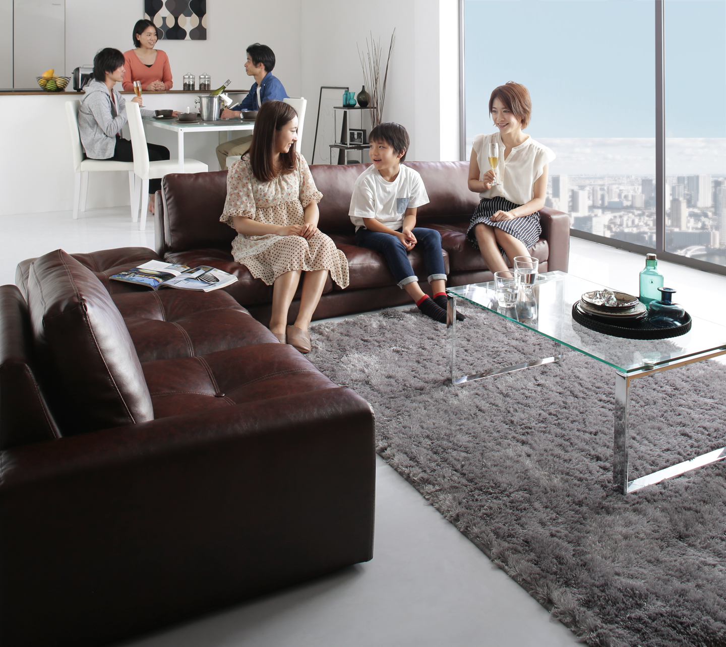 レイアウト自由 家族でリビングを囲める大型コーナーカウチソファ La fayette ラ・ファイエット