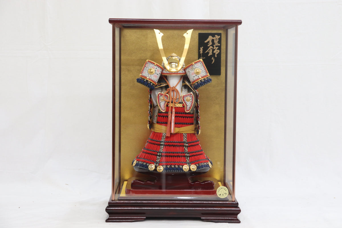 鎧平飾り五月人形ケースセット (34cmx37cmx51cm)【送料無料】