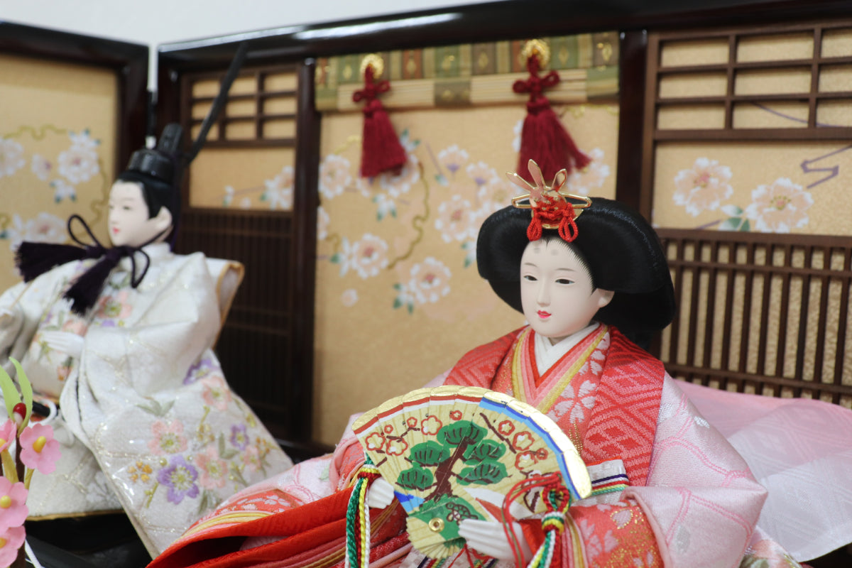 収納五人飾り雛人形セット(75cmx71cmx81cm)