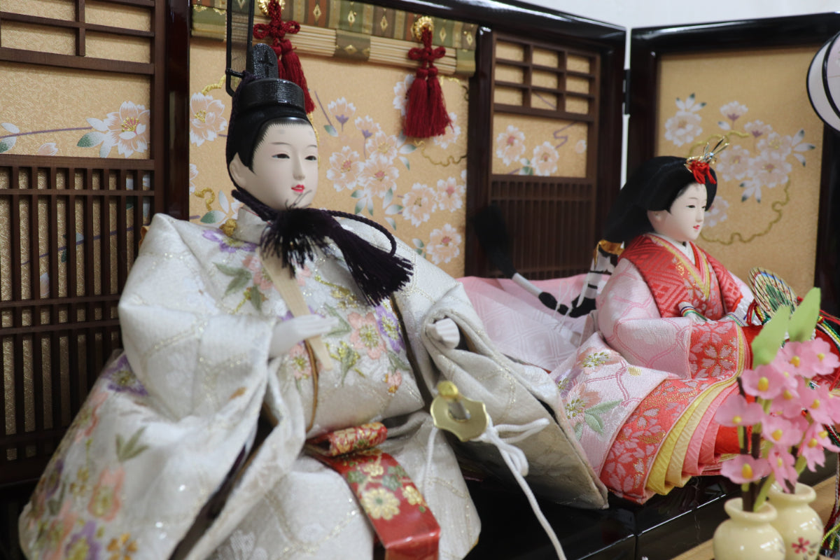 収納五人飾り雛人形セット(75cmx71cmx81cm)