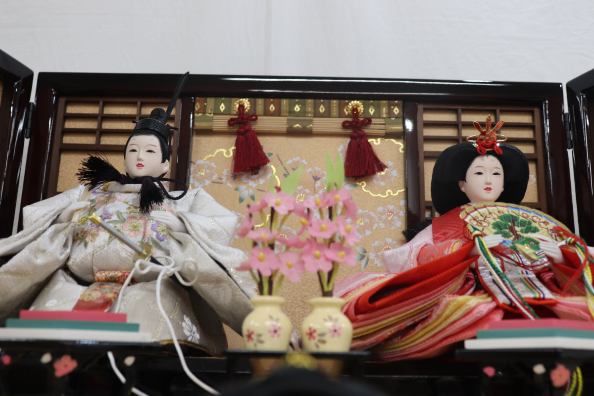 収納五人飾り雛人形セット(75cmx71cmx81cm)