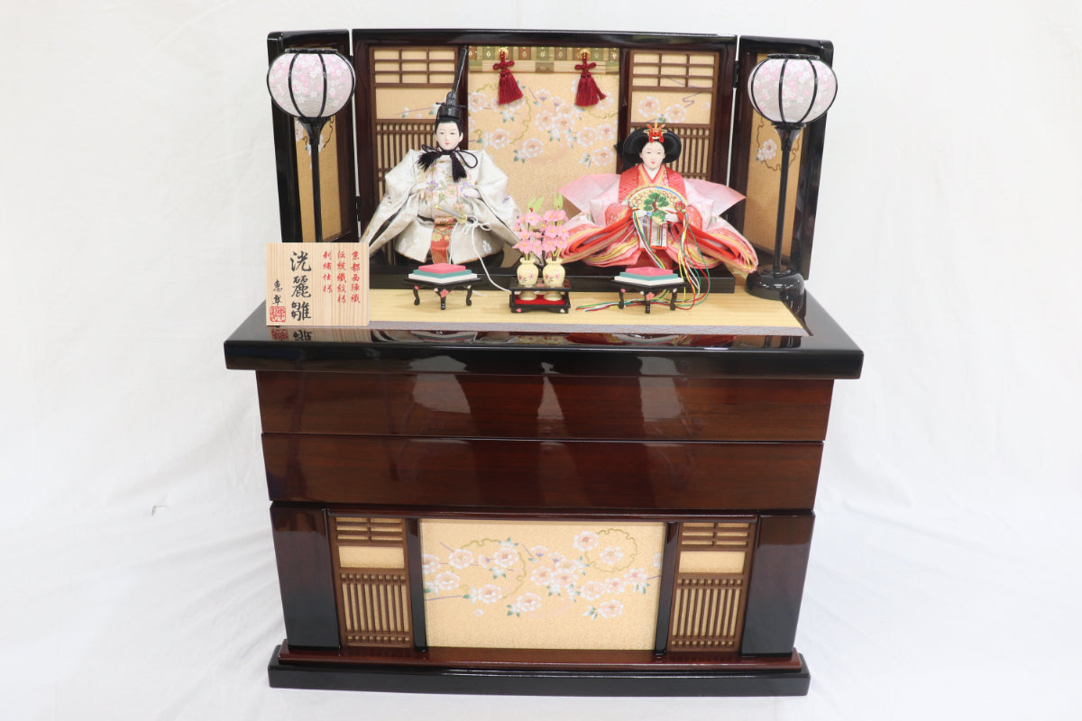 収納五人飾り雛人形セット(75cmx71cmx81cm)