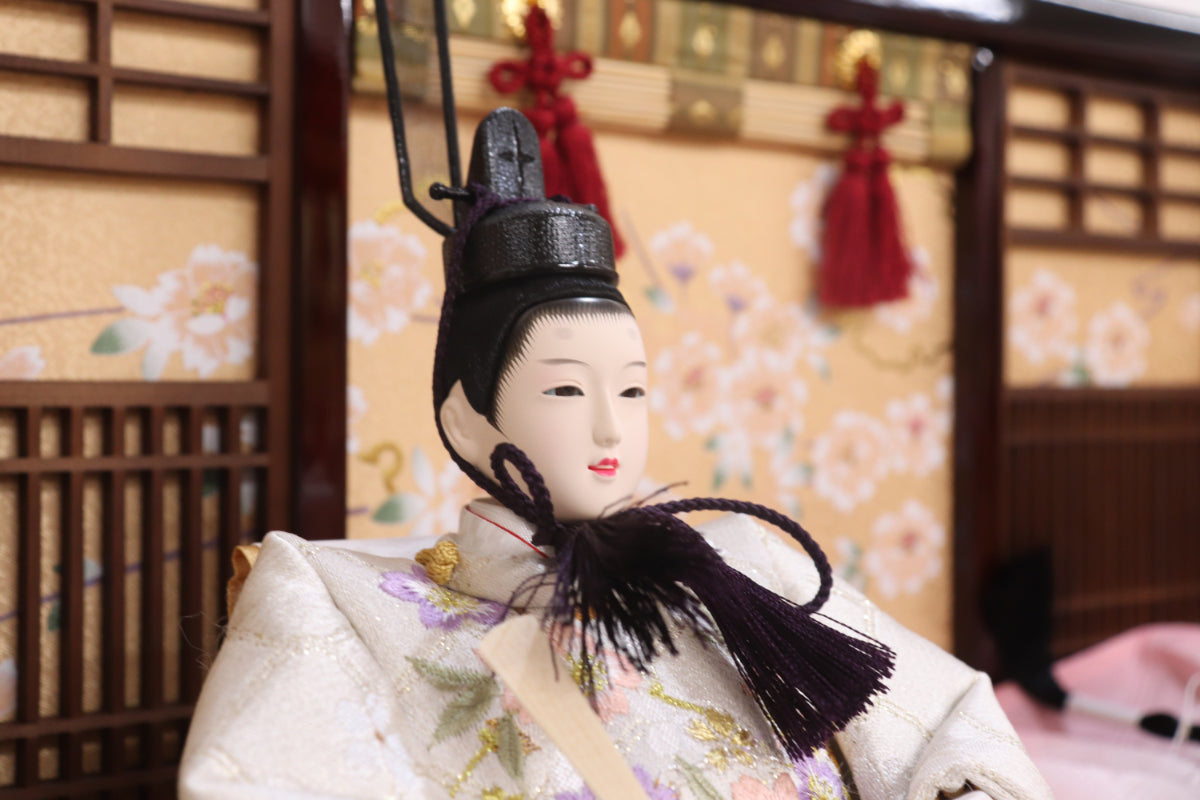 収納五人飾り雛人形セット(75cmx71cmx81cm)
