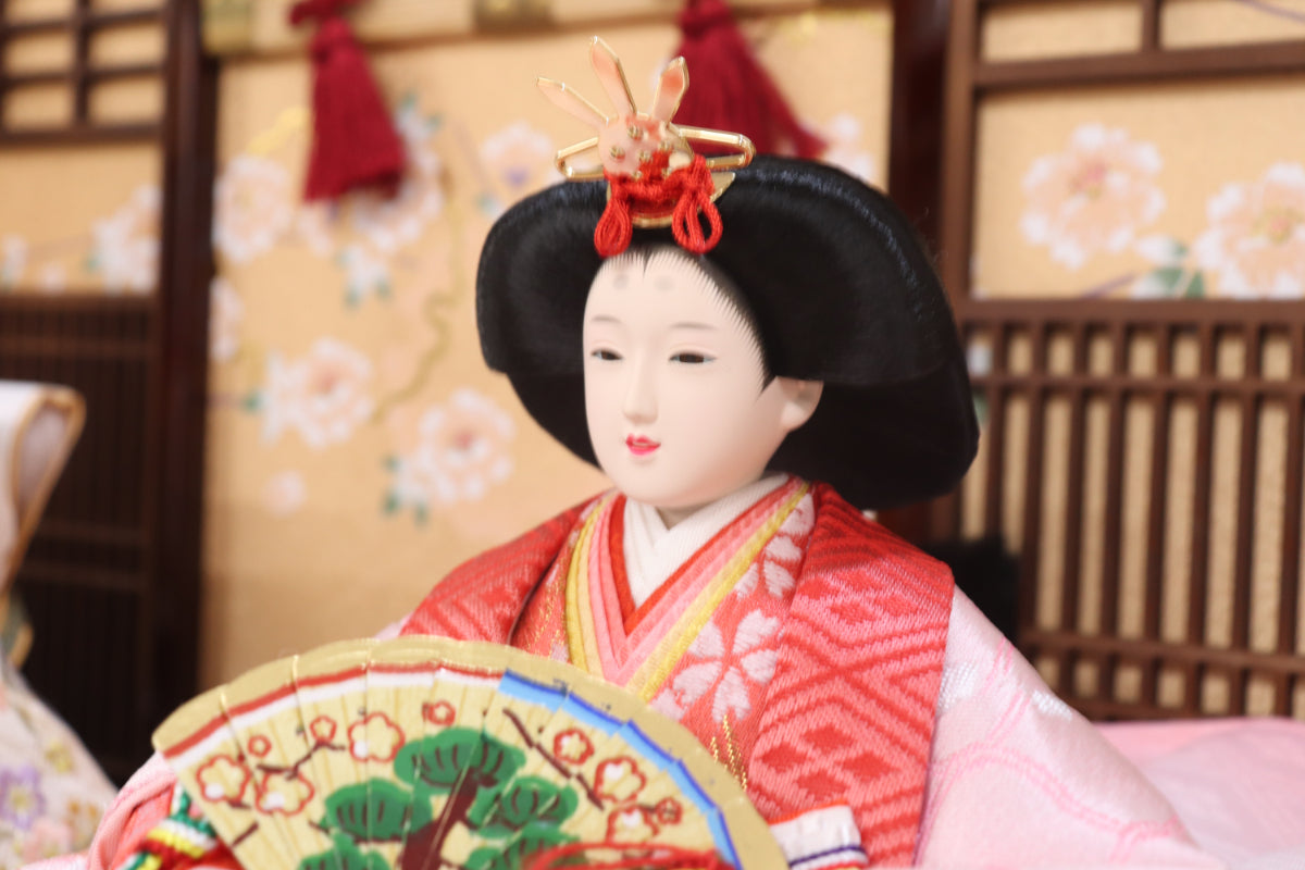 収納五人飾り雛人形セット(75cmx71cmx81cm)