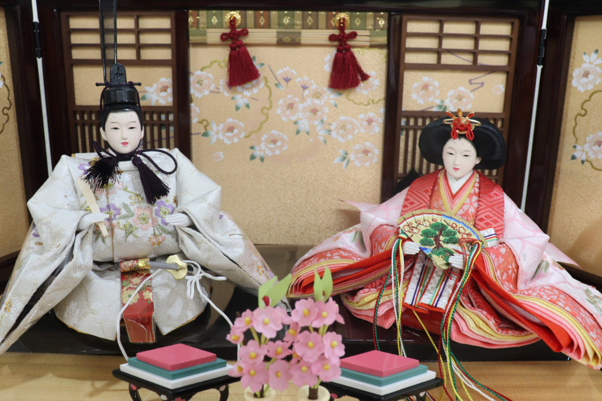 収納五人飾り雛人形セット(75cmx71cmx81cm)