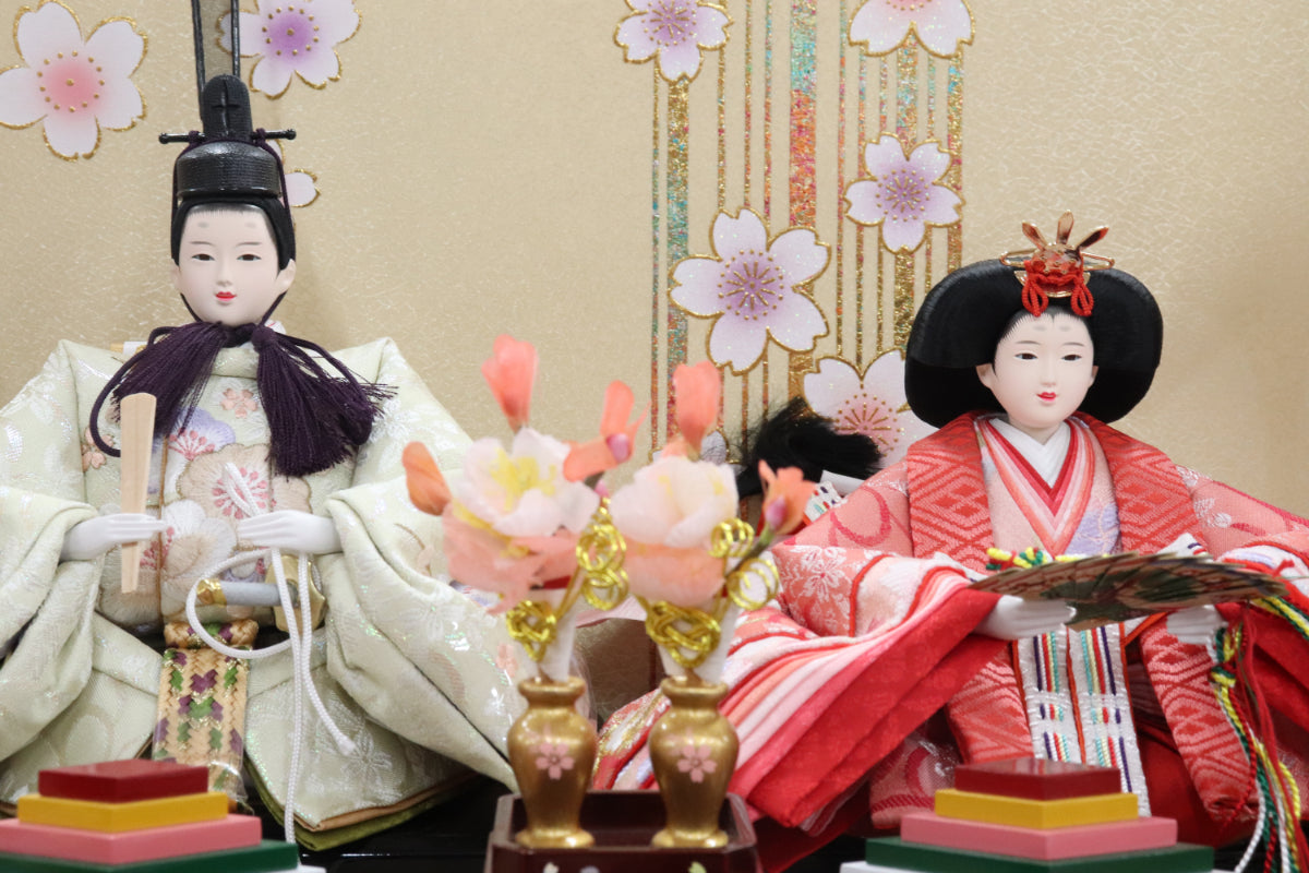 収納五人飾り雛人形セット(60cmx46cmx42cm)