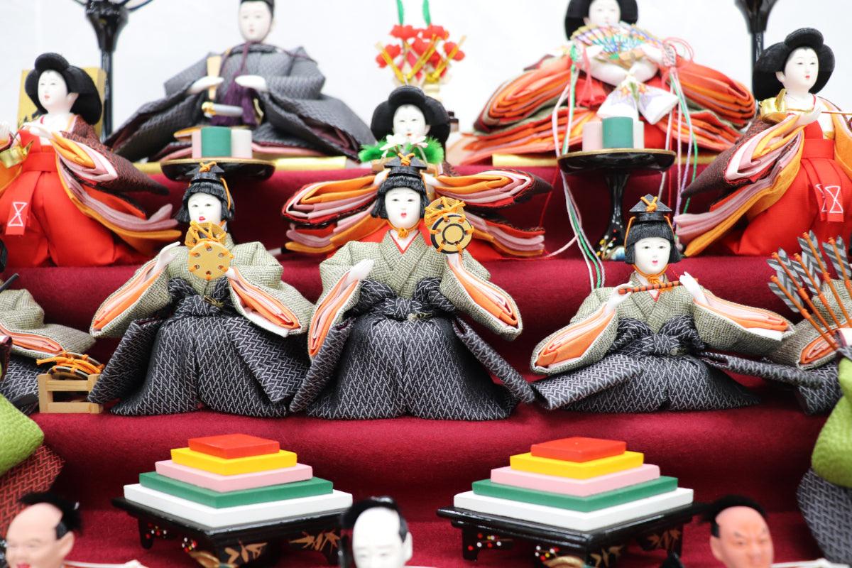 雛人形ガラスケース入り 15人昭和レトロ - ひな祭り