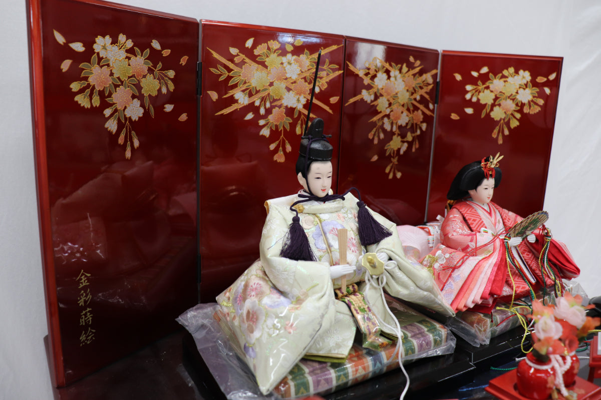 収納五人飾り雛人形セット(60cmx58cmx68cm)